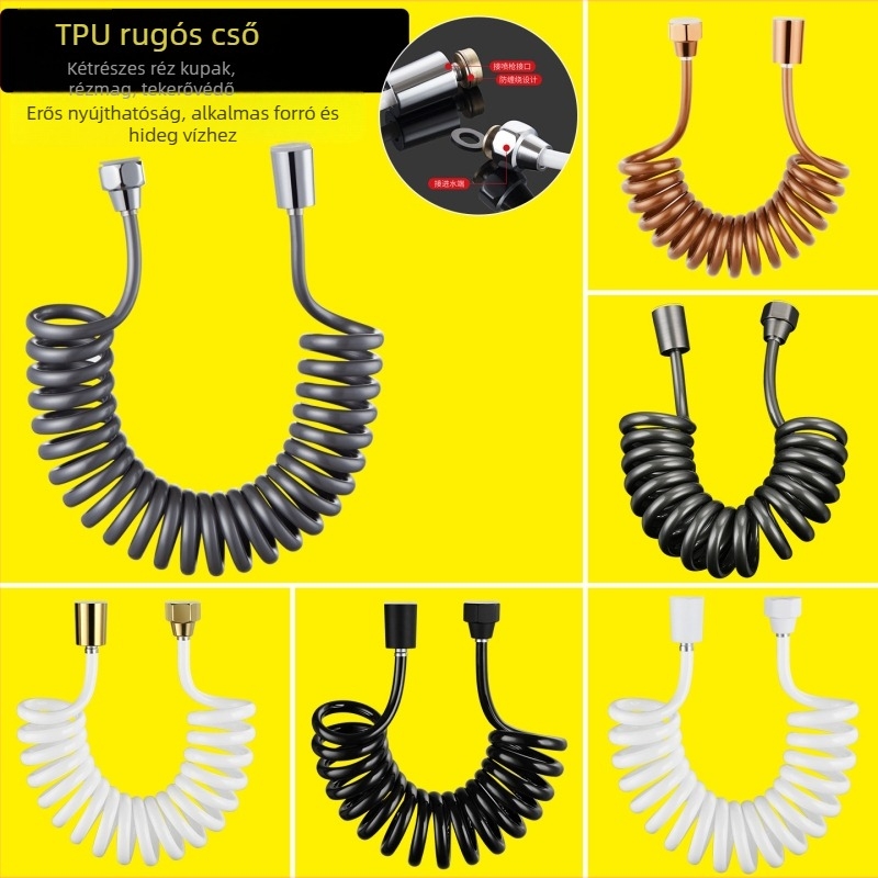 TPU teleszkópos zuhanycső, menetes csatlakozás, modell RG010, 1.6 MPa, sárgaréz csatlakozó