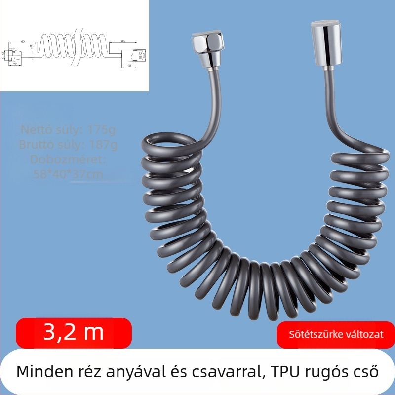 TPU teleszkópos zuhanycső, menetes csatlakozás, modell RG010, 1.6 MPa, sárgaréz csatlakozó