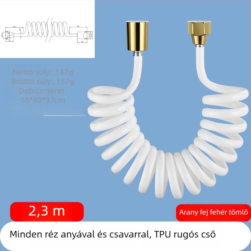 TPU teleszkópos zuhanycső, menetes csatlakozás, modell RG010, 1.6 MPa, sárgaréz csatlakozó