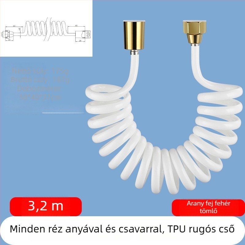 TPU teleszkópos zuhanycső, menetes csatlakozás, modell RG010, 1.6 MPa, sárgaréz csatlakozó