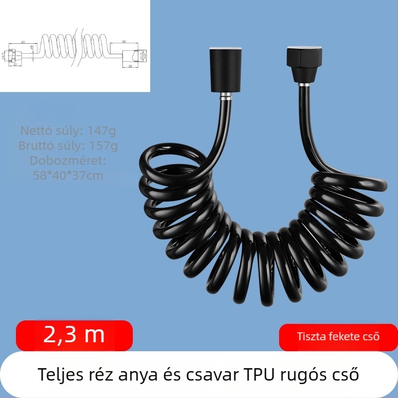 TPU teleszkópos zuhanycső, menetes csatlakozás, modell RG010, 1.6 MPa, sárgaréz csatlakozó