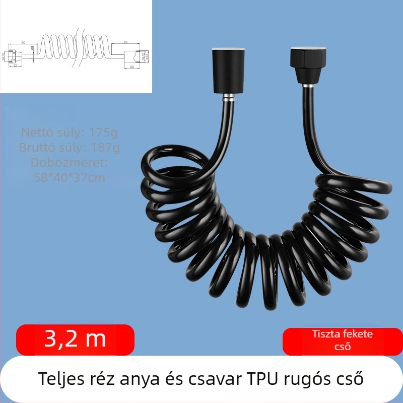 TPU teleszkópos zuhanycső, menetes csatlakozás, modell RG010, 1.6 MPa, sárgaréz csatlakozó
