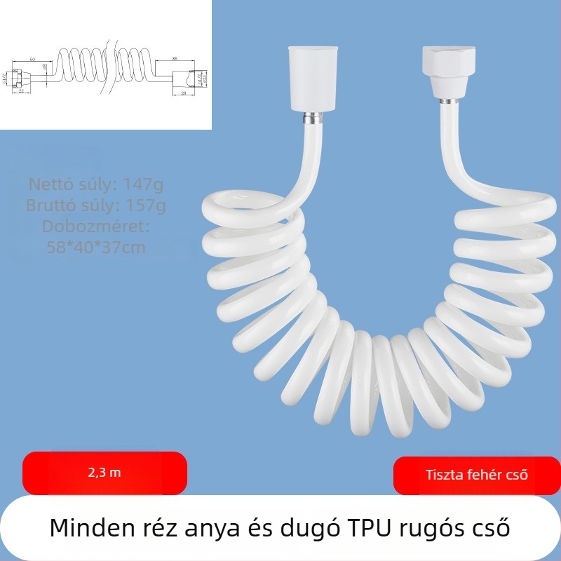 TPU teleszkópos zuhanycső, menetes csatlakozás, modell RG010, 1.6 MPa, sárgaréz csatlakozó
