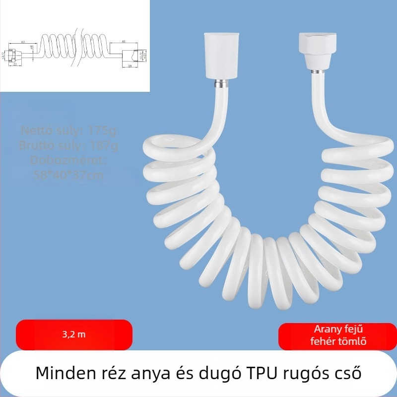 TPU teleszkópos zuhanycső, menetes csatlakozás, modell RG010, 1.6 MPa, sárgaréz csatlakozó