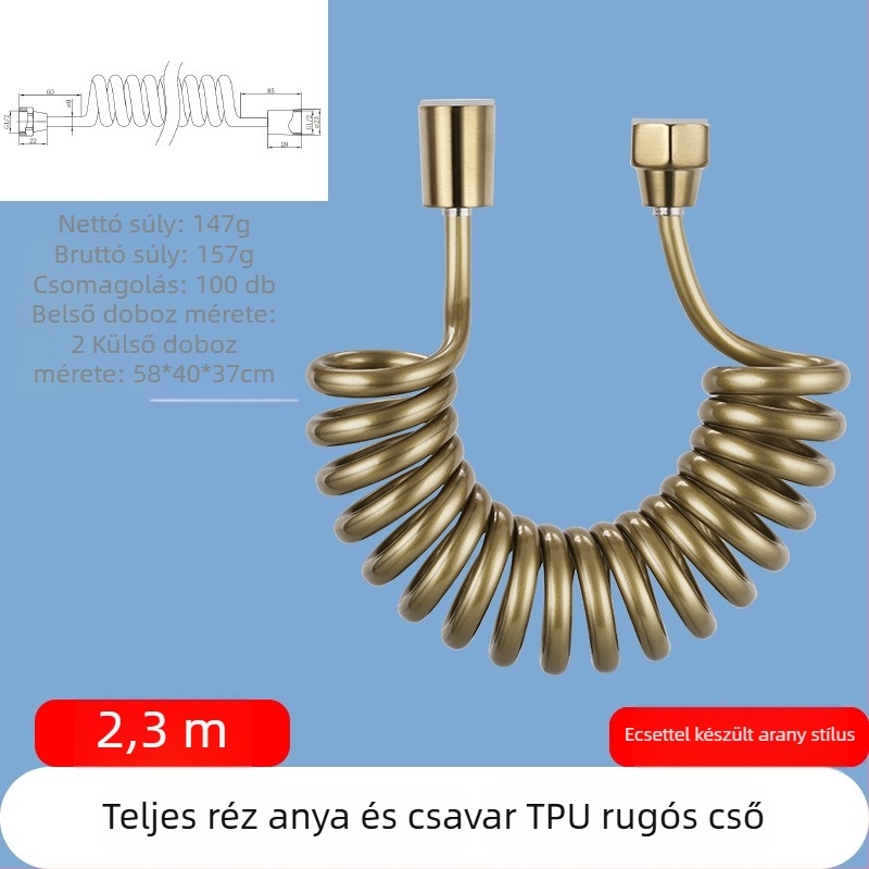 TPU teleszkópos zuhanycső, menetes csatlakozás, modell RG010, 1.6 MPa, sárgaréz csatlakozó