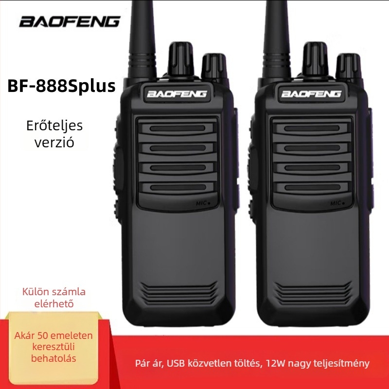 BF-888S PLUS analóg kézi walkie-talkie, dupla készlet, 5W, 16 csatorna, hatótáv 5–10 km