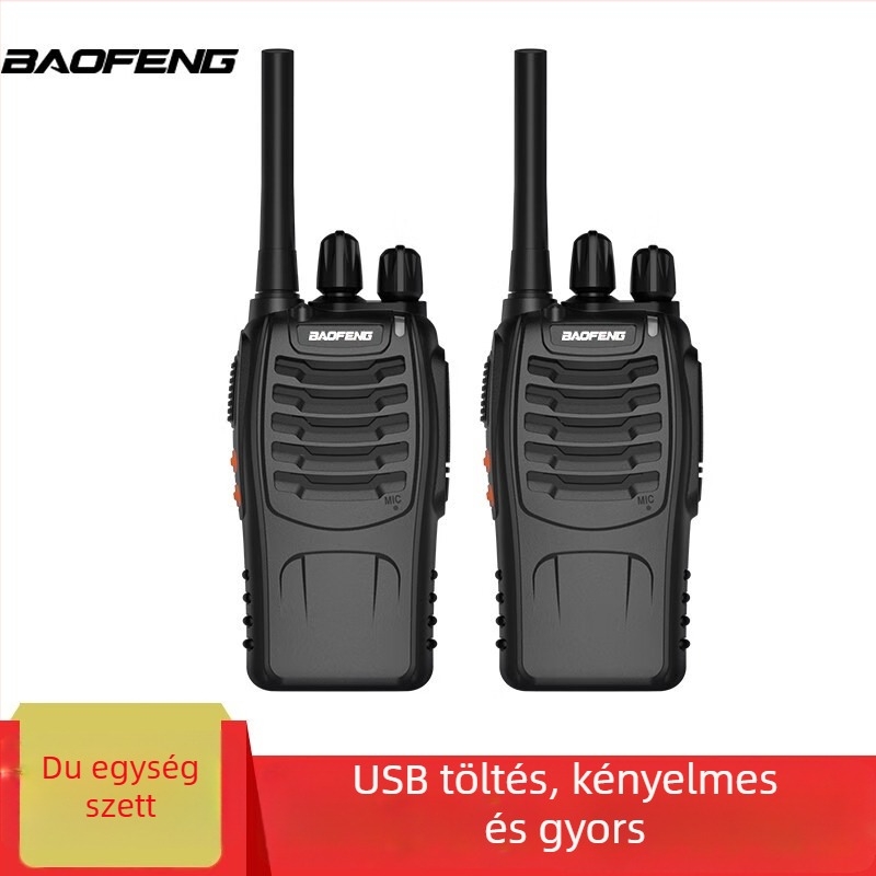 BF-888S PLUS analóg kézi walkie-talkie, dupla készlet, 5W, 16 csatorna, hatótáv 5–10 km