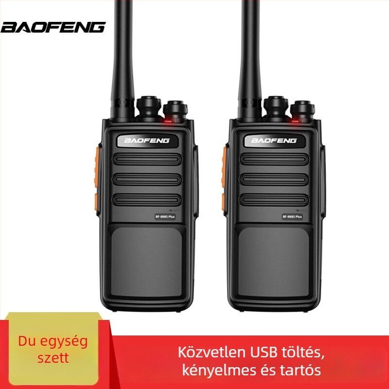 BF-888S PLUS analóg kézi walkie-talkie, dupla készlet, 5W, 16 csatorna, hatótáv 5–10 km