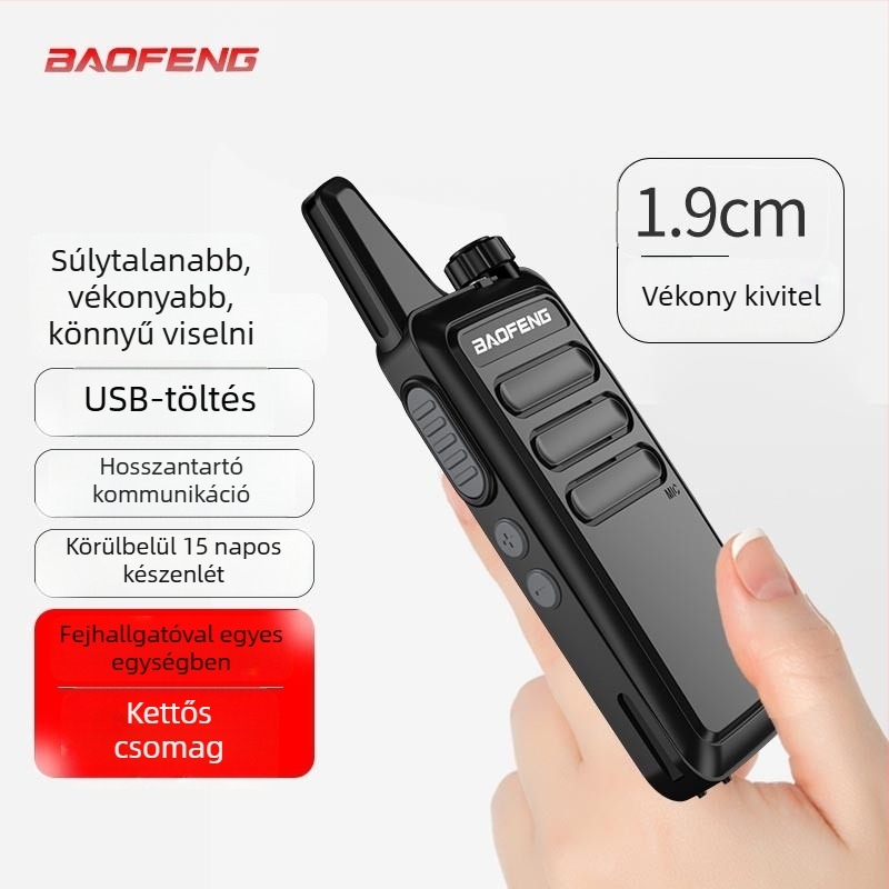BF-888S PLUS analóg kézi walkie-talkie, dupla készlet, 5W, 16 csatorna, hatótáv 5–10 km