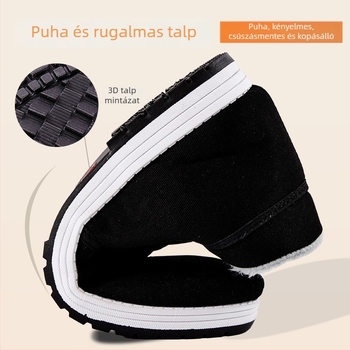 Ősi Pekingi stílusú textil papucs, fleece bélés, téli meleg férfi otthoni cipő, gumitalp, csúszásmentes