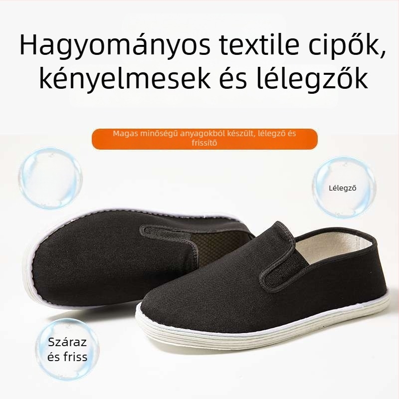 Uniszex vászoncipő kézműves kivitelben, többrétegű talppal, lélegző és szagtalanító, pamut felsőrész és bélés, középmagas, 3–5 cm sarok, lábujj forma: herringbone, ősz