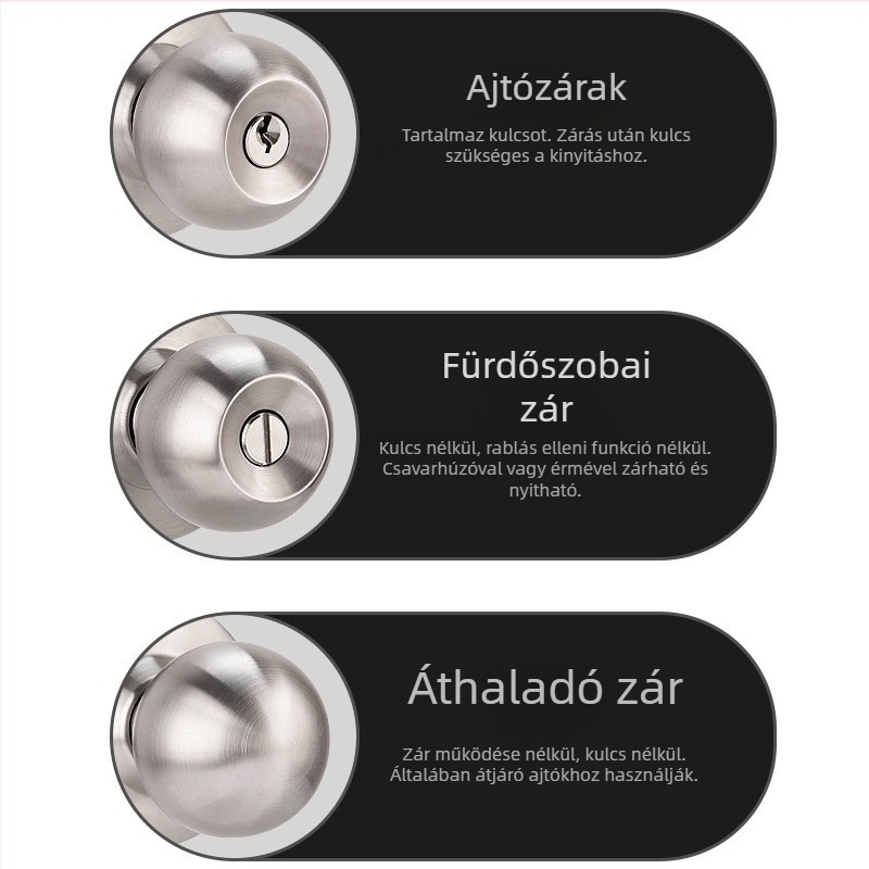 Golyózár belső ajtóhoz – YJX 5871, 304 rozsdamentes acél, modern minimalist stílus