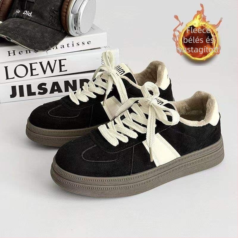 Női mindennapi téli cipő – kerek orrú, pamut felsőrész, nyúlszőrrel bélelt belső, TPR talp