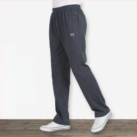Őszi-téli férfi sportnadrág fleece-betéttel, laza szabás, magas derék, egyenes szár, mindennapi viselet