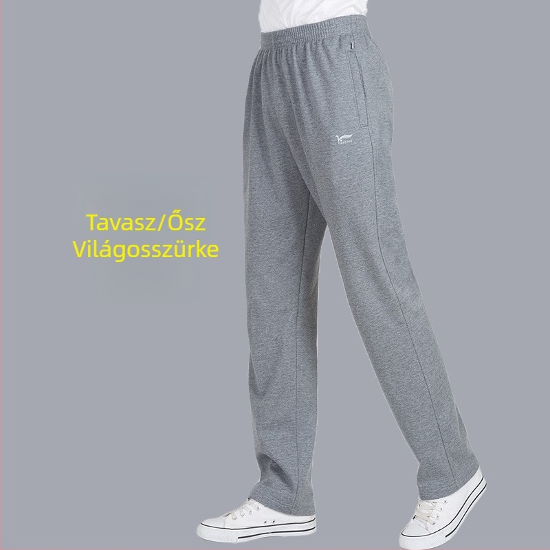 Őszi-téli férfi sportnadrág fleece-betéttel, laza szabás, magas derék, egyenes szár, mindennapi viselet