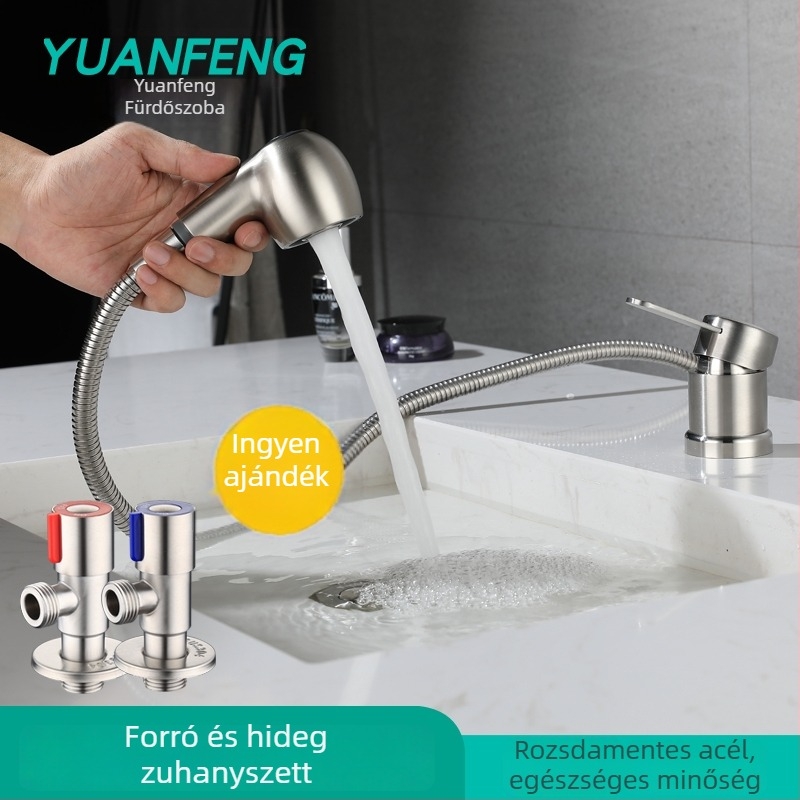 Sampontágyhoz tartozó csaptelep – 304 rozsdamentes acél, modell 10578811, elektromos melegvíz-csap, egységes kialakítás, CE tanúsítvány