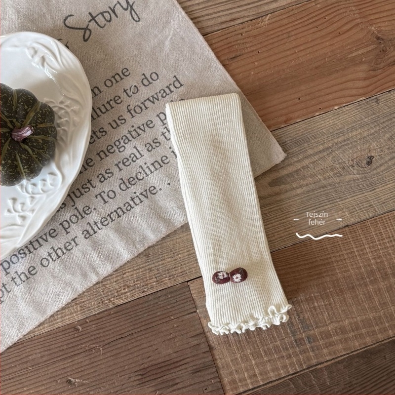 Gyerekeknek szánt őszi kötött leggings, magas derekú, egyszínű, 9/10 hossz, 3–8 éveseknek