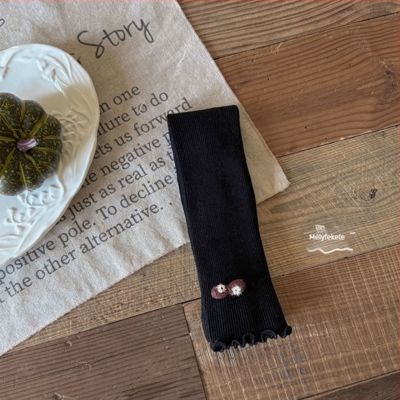 Gyerekeknek szánt őszi kötött leggings, magas derekú, egyszínű, 9/10 hossz, 3–8 éveseknek