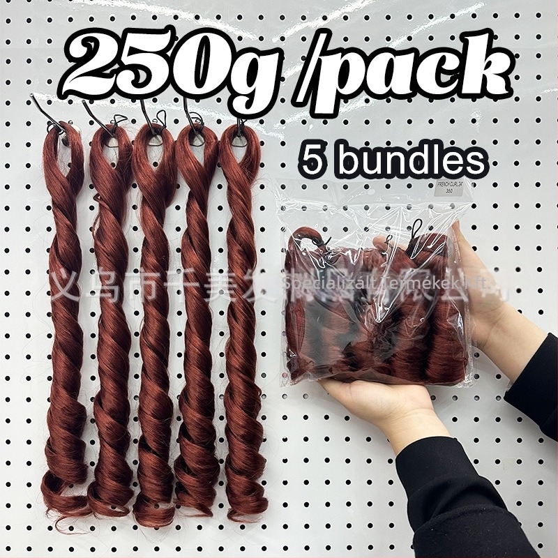 Paróka 5x francia göndörrel, középhosszú, 240 g Kanekalon, természetes stílus