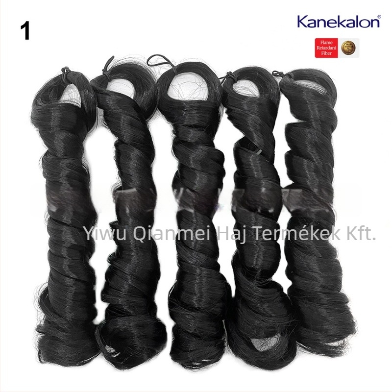 Paróka 5x francia göndörrel, középhosszú, 240 g Kanekalon, természetes stílus