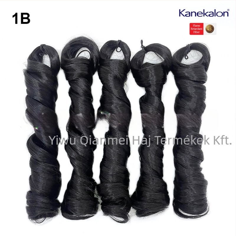 Paróka 5x francia göndörrel, középhosszú, 240 g Kanekalon, természetes stílus