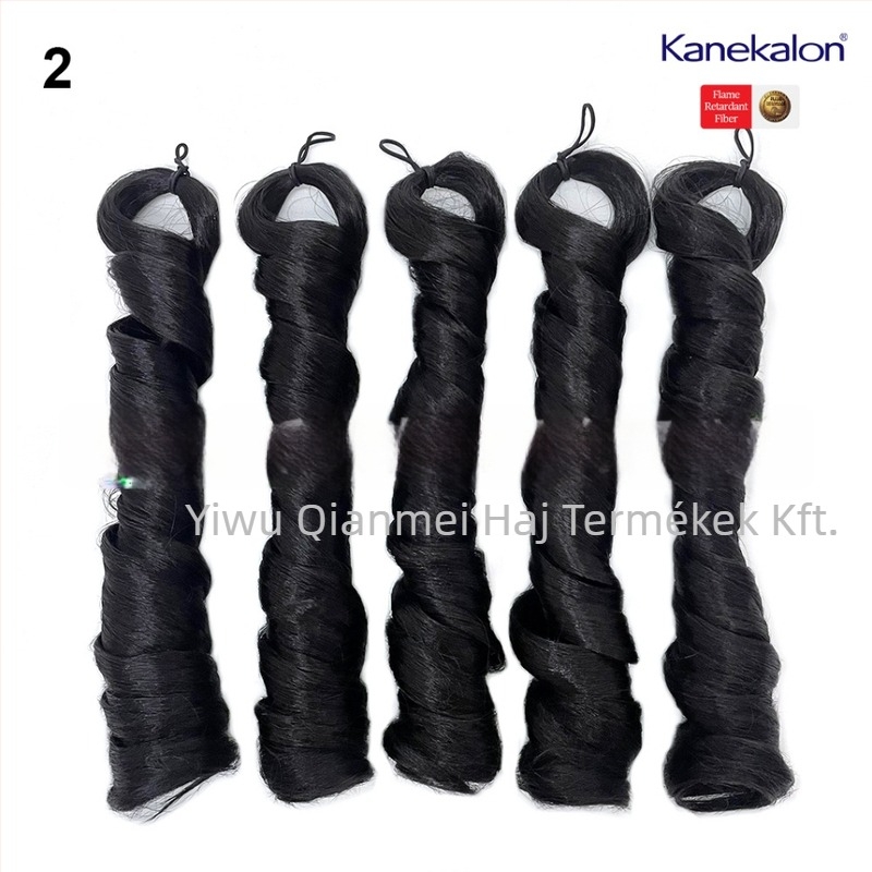 Paróka 5x francia göndörrel, középhosszú, 240 g Kanekalon, természetes stílus