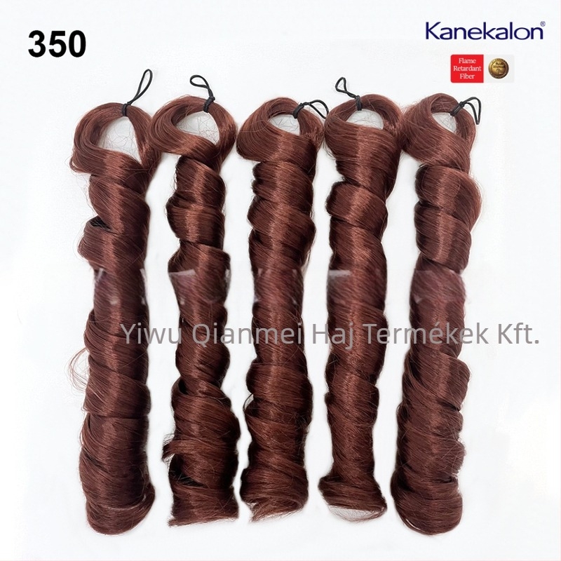 Paróka 5x francia göndörrel, középhosszú, 240 g Kanekalon, természetes stílus