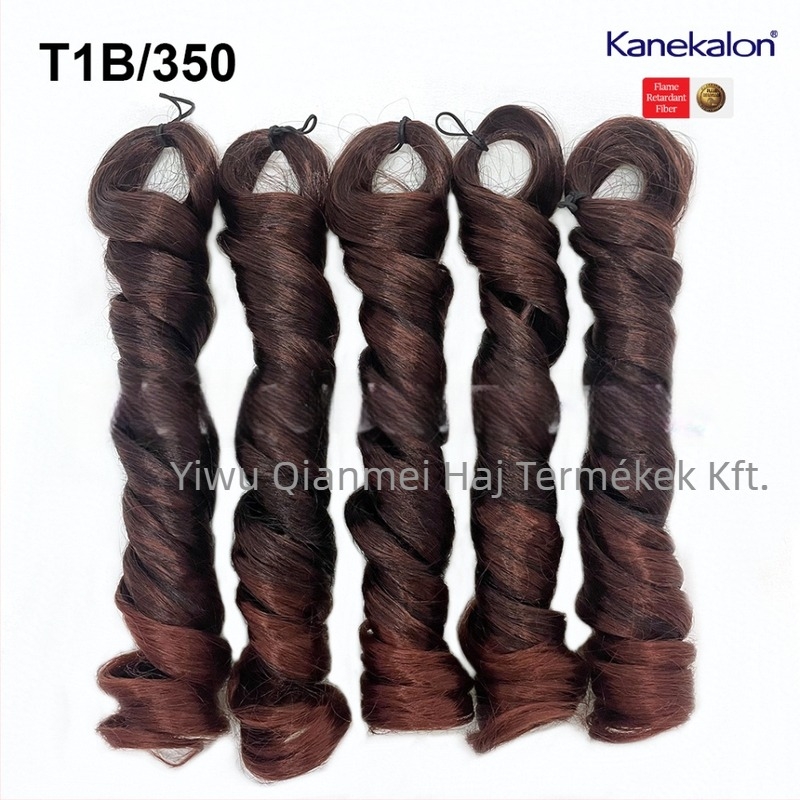 Paróka 5x francia göndörrel, középhosszú, 240 g Kanekalon, természetes stílus