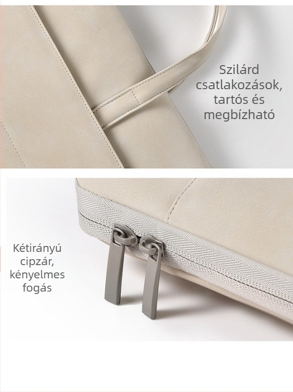 Laptop táska PU bőrből, kopásálló, hordozható aktatáskás stílus, poliészter bélés, Coolby