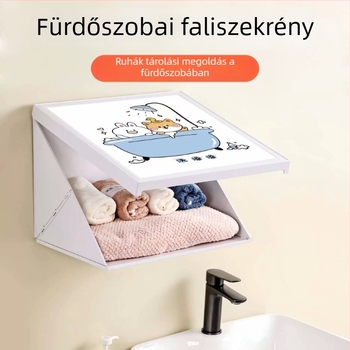 Fürdőszobai tároló polc - vízálló, összecsukható, 1-emeletes, műanyag, teherbírás 1–5 kg