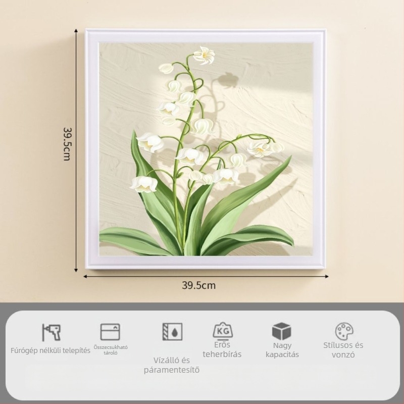 Fürdőszobai tároló polc - vízálló, összecsukható, 1-emeletes, műanyag, teherbírás 1–5 kg