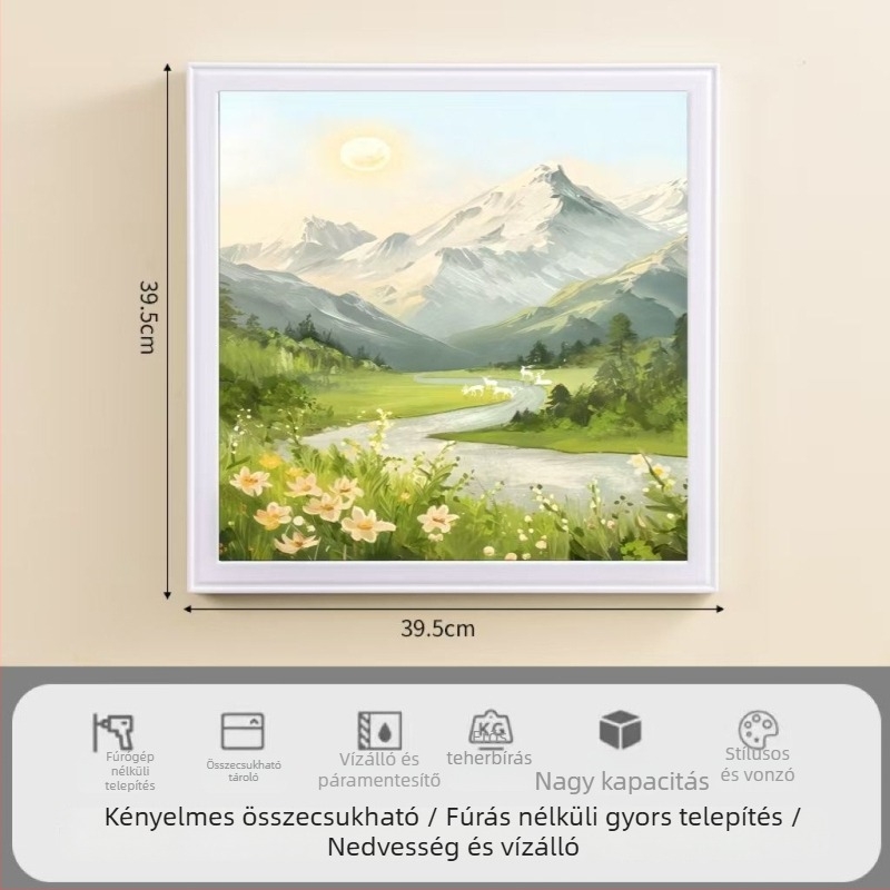 Fürdőszobai tároló polc - vízálló, összecsukható, 1-emeletes, műanyag, teherbírás 1–5 kg