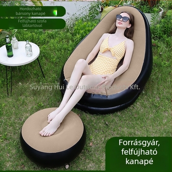 Kültéri felfújható lazító kanapé lábtámasz-sal, Hui Le PVC léggömb kanapé, 1 személyes kapacitás, 1,9 kg, levegőpumpa