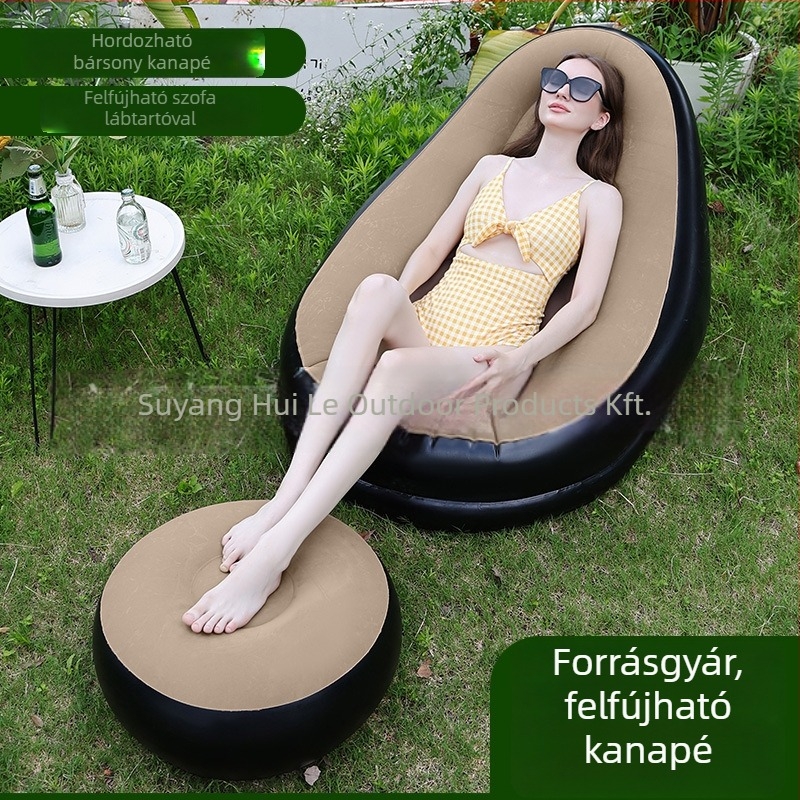 Kültéri felfújható lazító kanapé lábtámasz-sal, Hui Le PVC léggömb kanapé, 1 személyes kapacitás, 1,9 kg, levegőpumpa