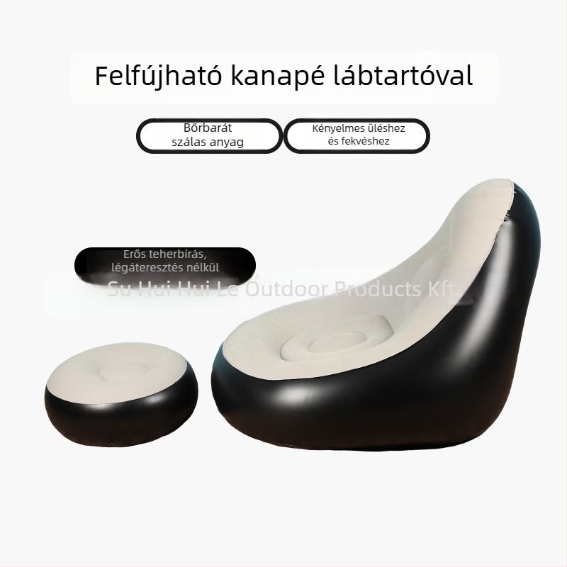 Kültéri felfújható lazító kanapé lábtámasz-sal, Hui Le PVC léggömb kanapé, 1 személyes kapacitás, 1,9 kg, levegőpumpa
