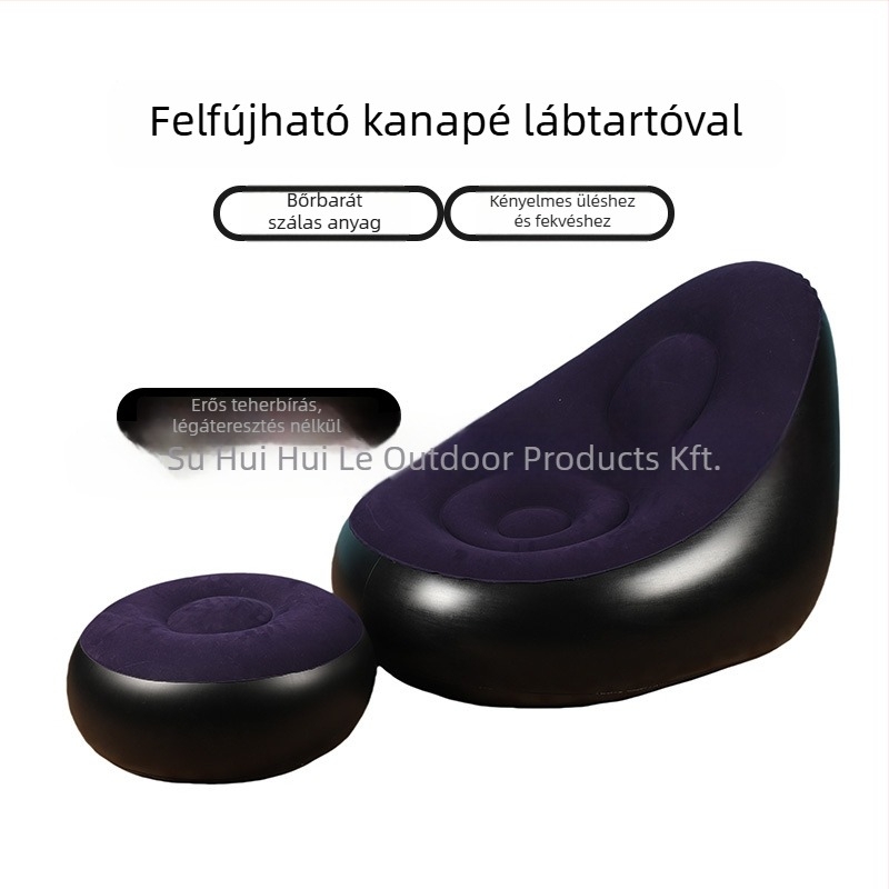 Kültéri felfújható lazító kanapé lábtámasz-sal, Hui Le PVC léggömb kanapé, 1 személyes kapacitás, 1,9 kg, levegőpumpa
