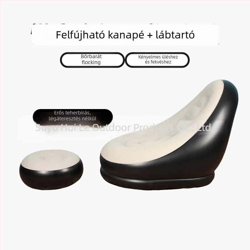 Kültéri felfújható lazító kanapé lábtámasz-sal, Hui Le PVC léggömb kanapé, 1 személyes kapacitás, 1,9 kg, levegőpumpa