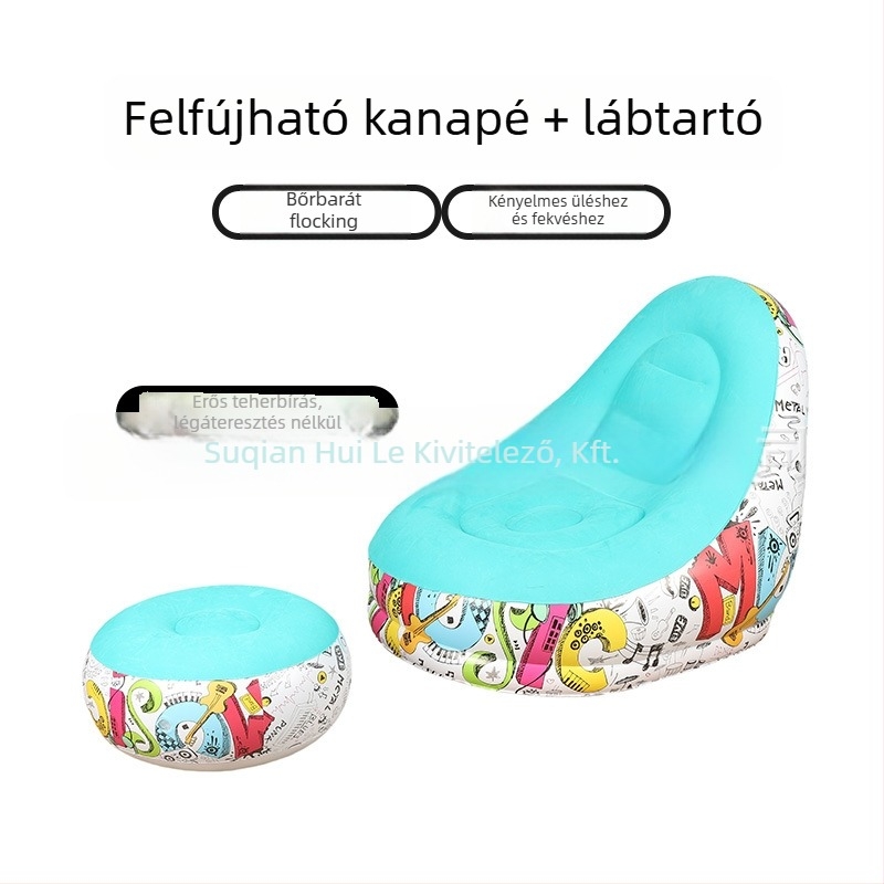 Kültéri felfújható lazító kanapé lábtámasz-sal, Hui Le PVC léggömb kanapé, 1 személyes kapacitás, 1,9 kg, levegőpumpa