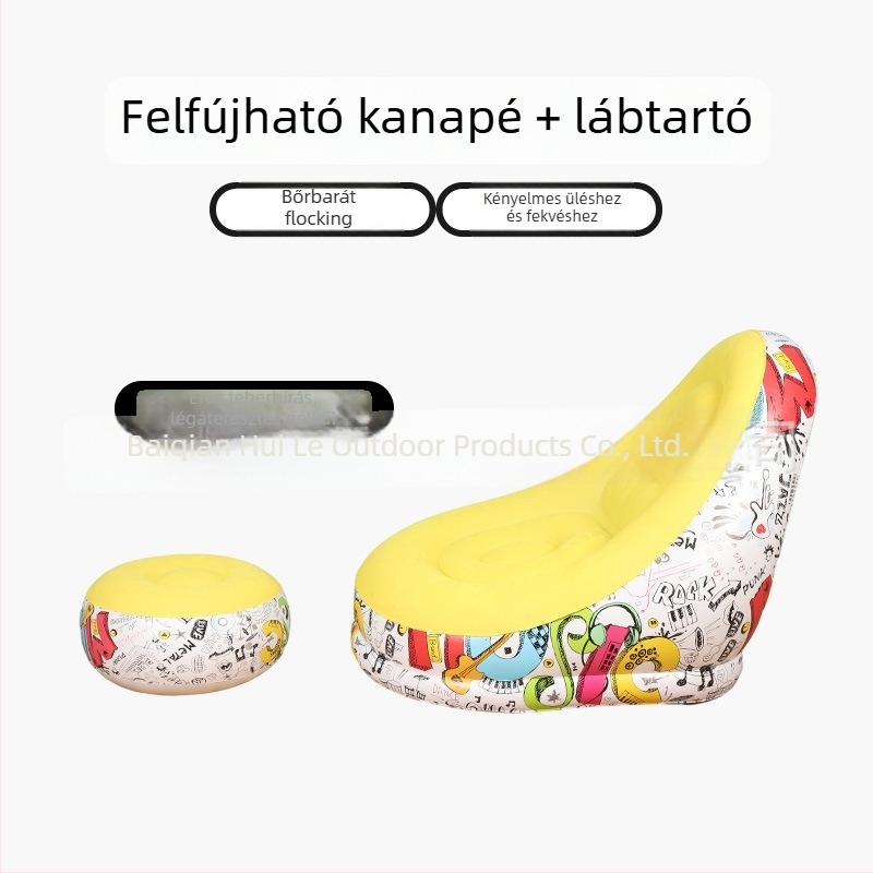 Kültéri felfújható lazító kanapé lábtámasz-sal, Hui Le PVC léggömb kanapé, 1 személyes kapacitás, 1,9 kg, levegőpumpa