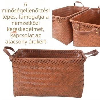 Pamutból szövött tárolókosár, vintage stílusú, modell 036451, paplanokhoz és ruhákhoz