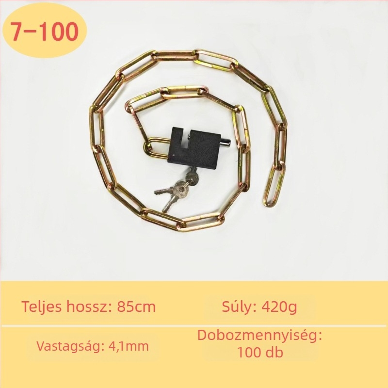 Chain lock — galvanizált vaslánc raktárajtókhoz, motorkerékpárokhoz és kerékpárokhoz; lopás elleni, betörés elleni védelem, súly 50
