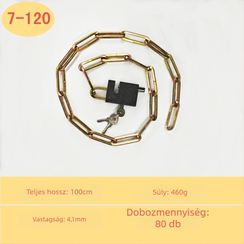 Chain lock — galvanizált vaslánc raktárajtókhoz, motorkerékpárokhoz és kerékpárokhoz; lopás elleni, betörés elleni védelem, súly 50