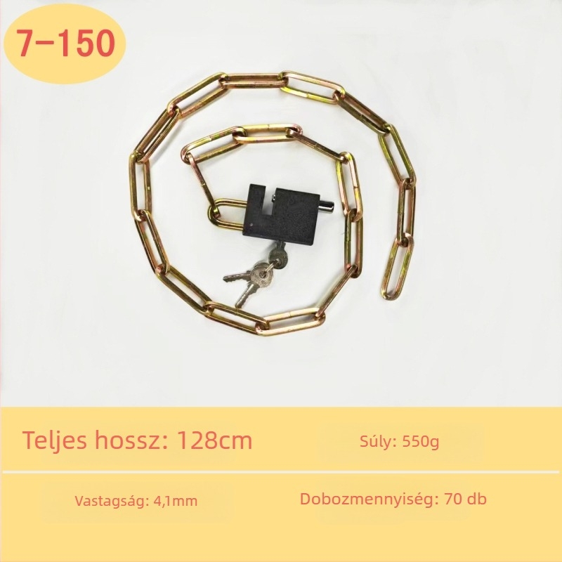 Chain lock — galvanizált vaslánc raktárajtókhoz, motorkerékpárokhoz és kerékpárokhoz; lopás elleni, betörés elleni védelem, súly 50