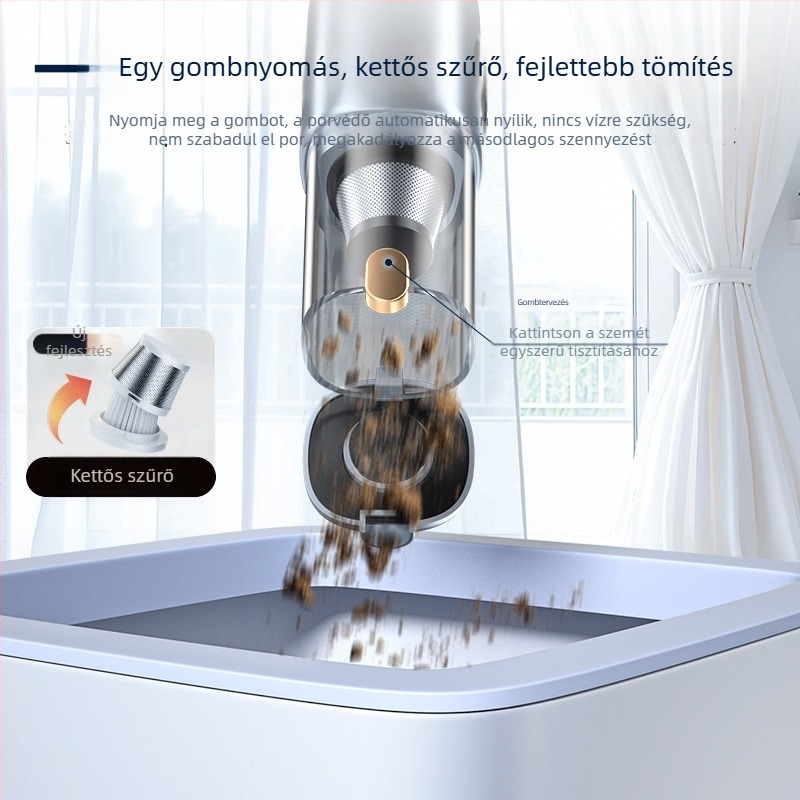 Vezeték nélküli autó porszívó digitális kijelzővel — kompakt kézi kivitel (10V, 100W, 10000 Pa, 20 perc)