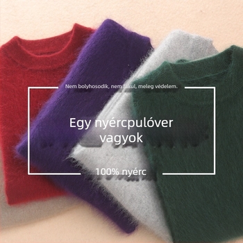 Női vastag viszkóz pulóver magas gallérral, karcsúsított szabásban, egyszínű, hosszú ujjú
