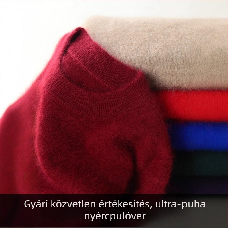 Női vastag viszkóz pulóver magas gallérral, karcsúsított szabásban, egyszínű, hosszú ujjú