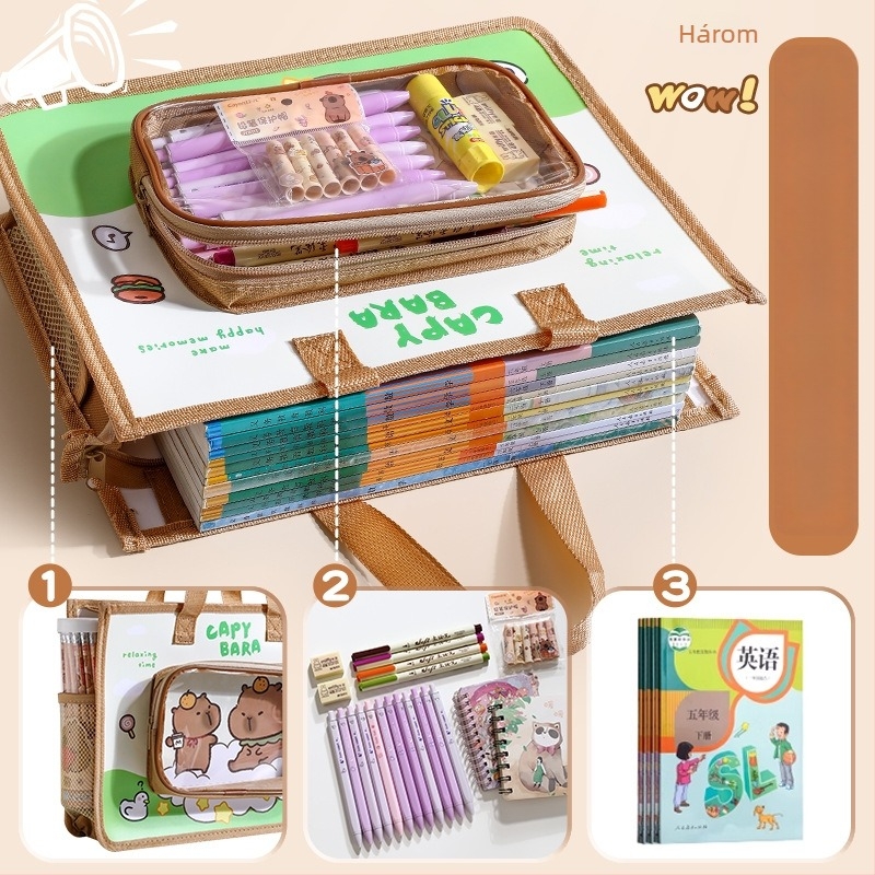 Wengu tanulói táska – nagy kapacitású, vízálló, többfunkciós dokumentumtáska (Márka: Wengu; Termékkód: K–001; Anyag: PP; Forma: zárt típus, karikatúra)