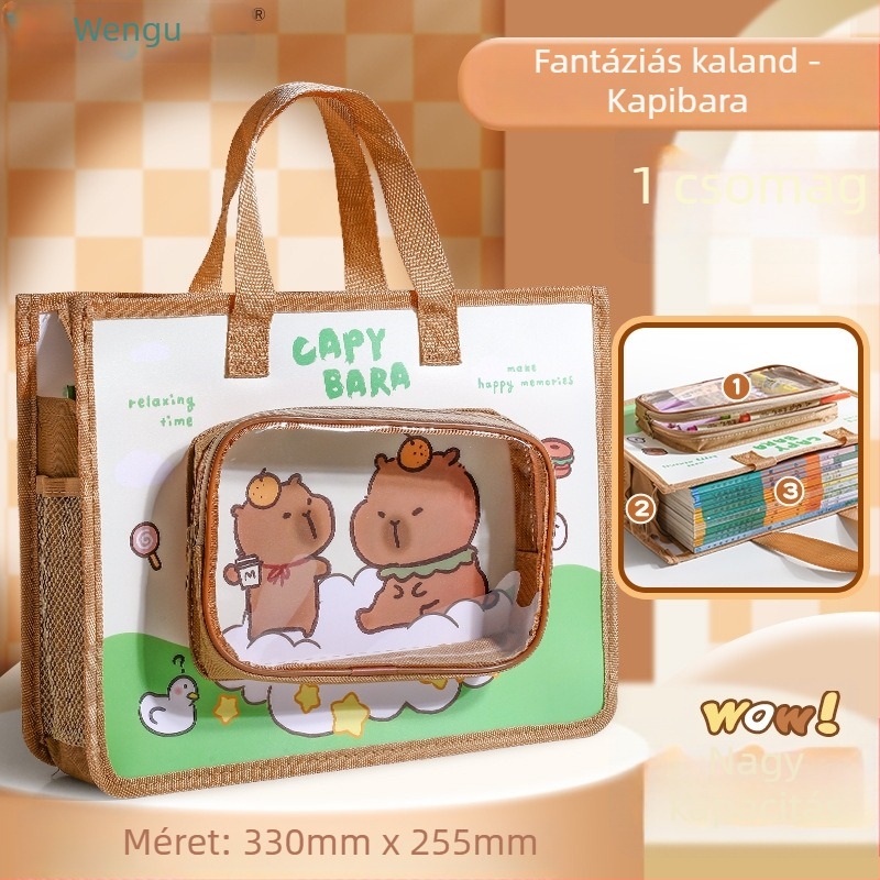 Wengu tanulói táska – nagy kapacitású, vízálló, többfunkciós dokumentumtáska (Márka: Wengu; Termékkód: K–001; Anyag: PP; Forma: zárt típus, karikatúra)