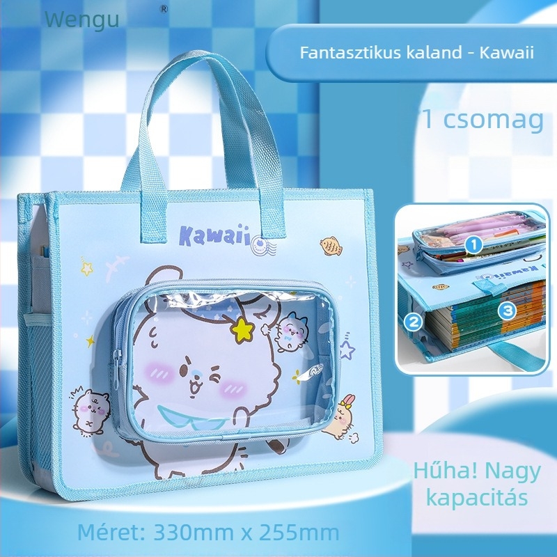 Wengu tanulói táska – nagy kapacitású, vízálló, többfunkciós dokumentumtáska (Márka: Wengu; Termékkód: K–001; Anyag: PP; Forma: zárt típus, karikatúra)