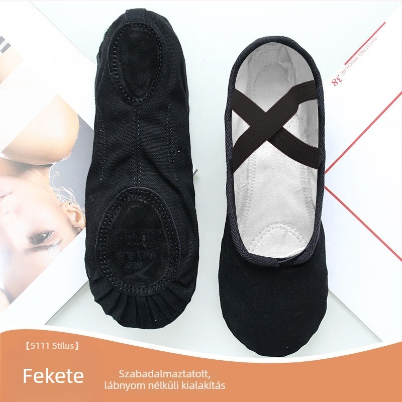 Tánc cipők nőknek és lányoknak, puha talppal, klasszikus baletthez, vászon felsőrész, valódi bőrből készült talp, fűző